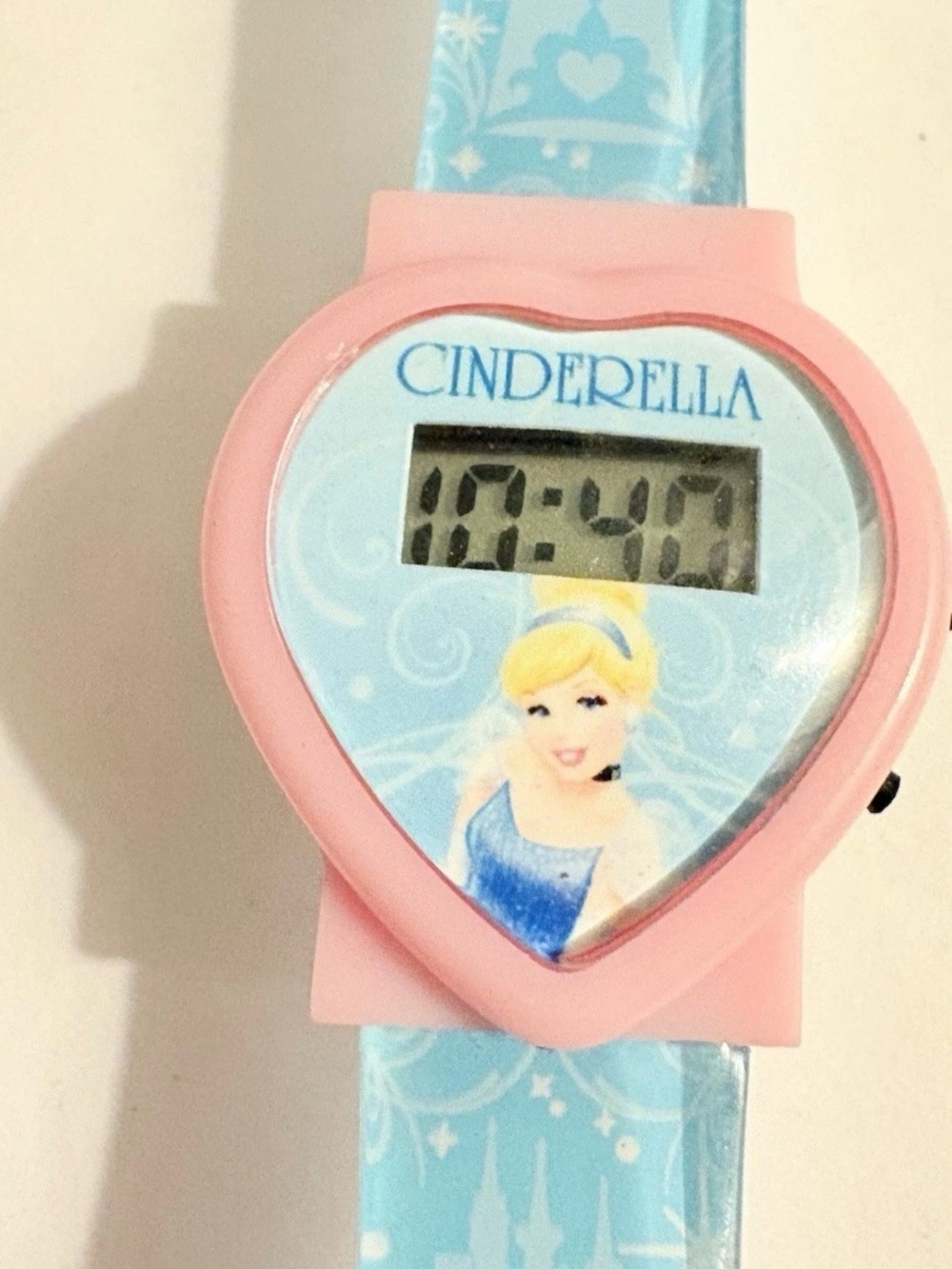 Disney Cinderella Heart-Shaped Digital Watch Pink & Blue Strap
